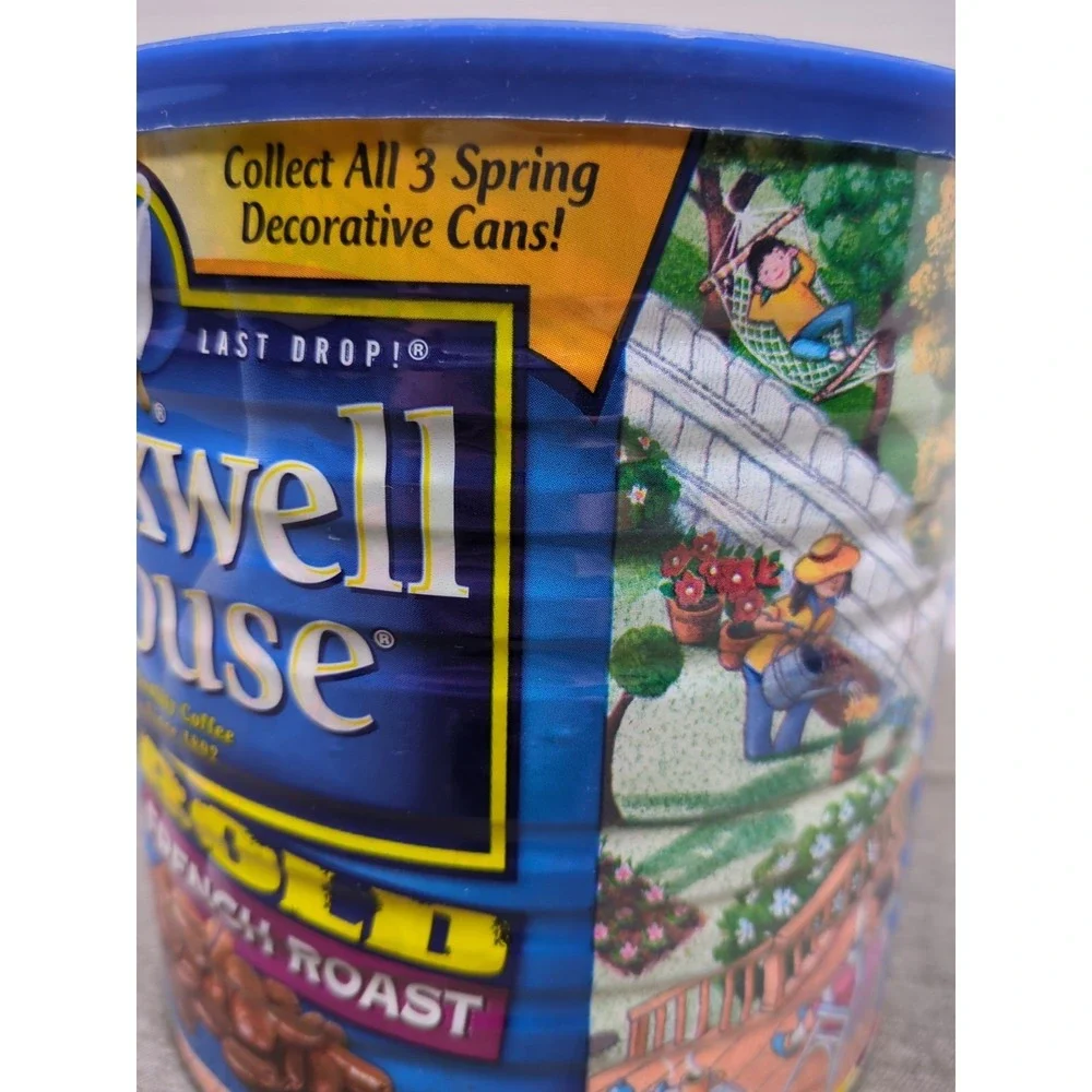 Vtg Maxwell House Coffee Large Tin Can wLid Artist Teddy Edinjiklian Spring 2005